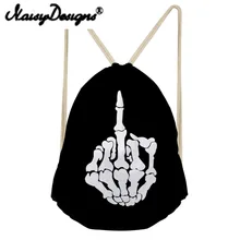 NOISYDESIGNS Hip-hop style Cool Punk Skull Printing men’s Drawstring Backpack travel bags for Teenagers Harajuku pouch Mochila