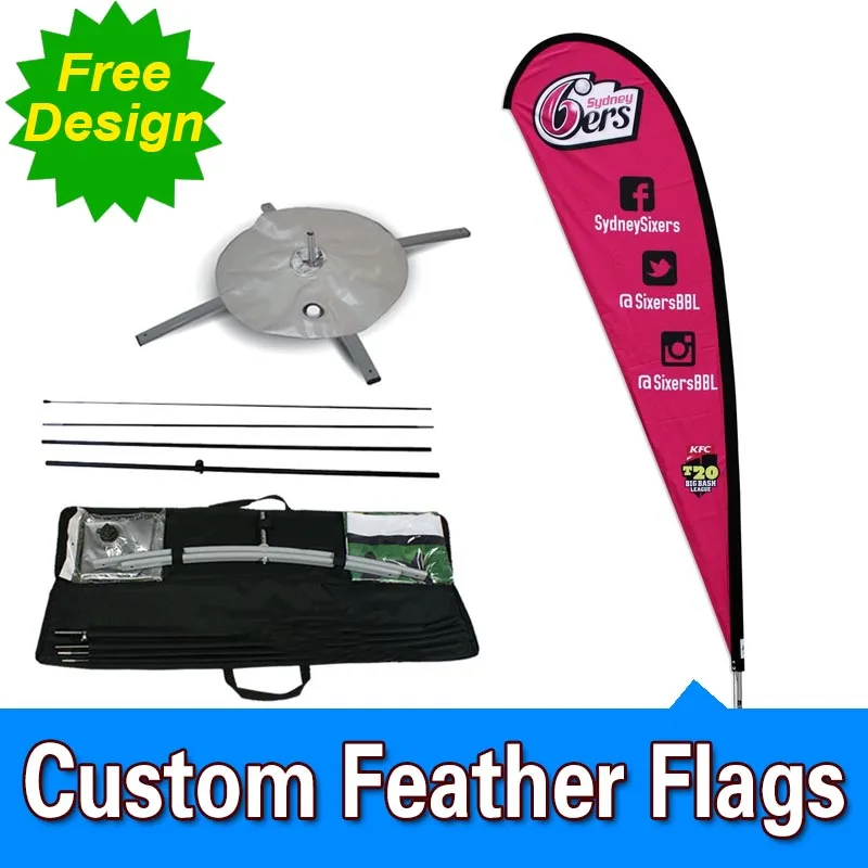 

Free Design Free Shipping Single Sided Cross Base Teardrop Flag Signs Advertising Feather Banner Stands Tall Flags