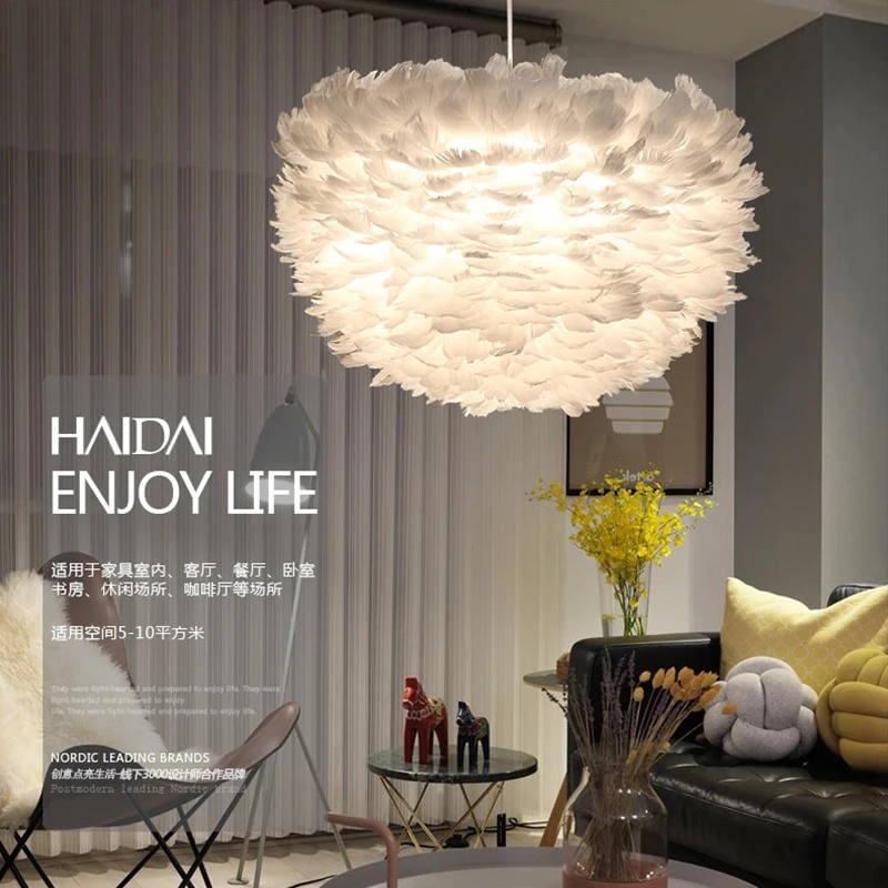 

Novelty Nordic Lamp Creative Wood pendant Lights 220v E27 Nest Bird Cage With Incandescent Bulbs For Light Home plume feather