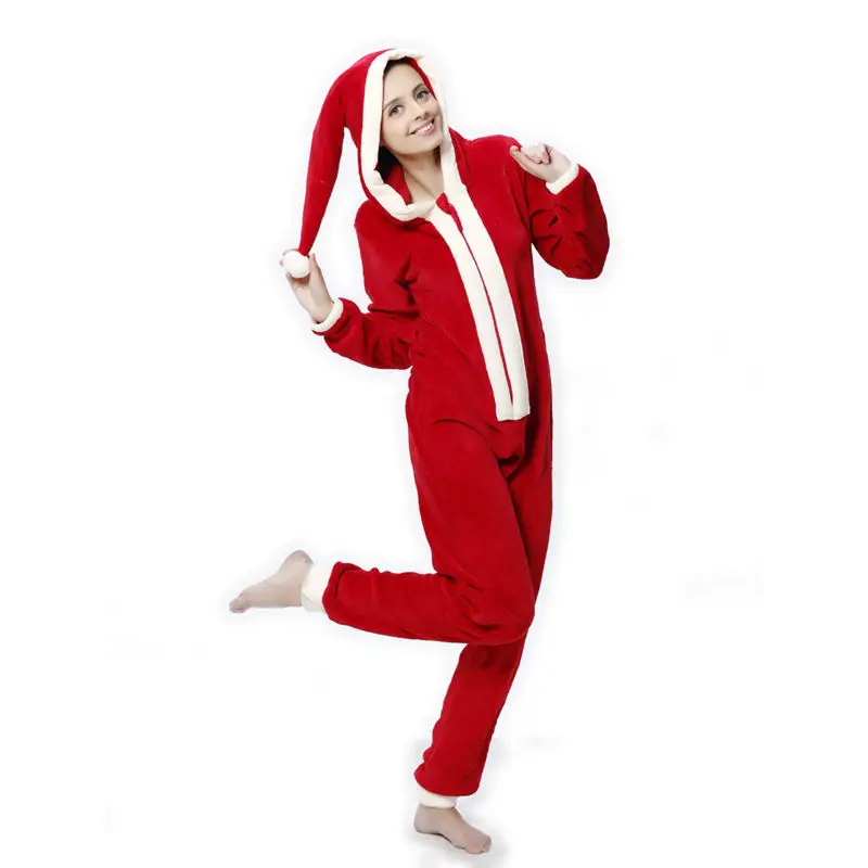 

Women Plus Size Coral Fleece Pyjamas Hooded Christmas Costume Onesie Winter Warm Christmas Party Clothes Pajamas For Adult Women