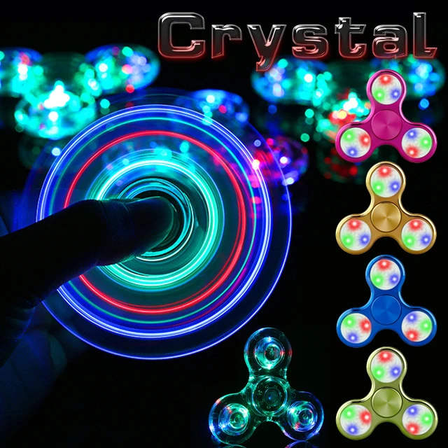 Hot Crystal LED Shine Flash Spinners Metal Fidget Spinner handspinner Light Toys for Children Kids Anti Stress Figet Spiner Gift