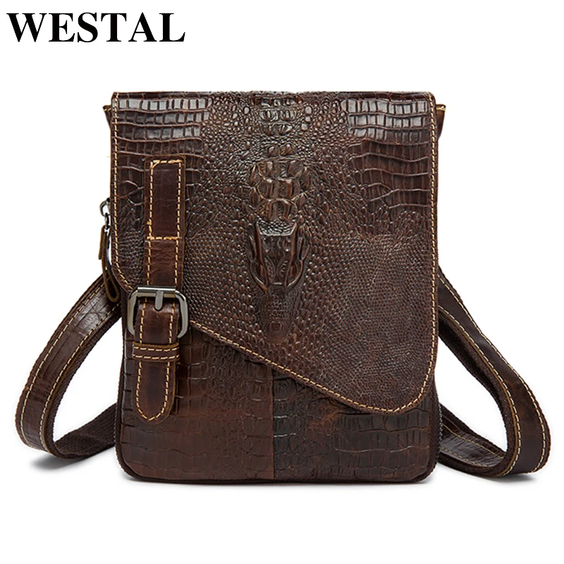 WESTAL Натуральная Кожа Мужчины Сумки Талия Пакеты Человек Crossbody Сумка Натуральной