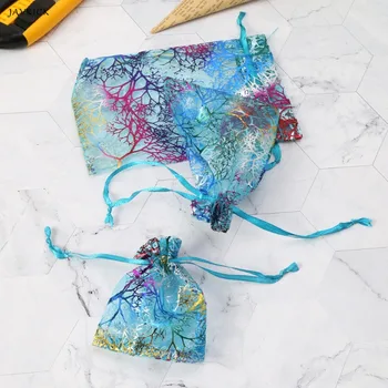 

JAVRICK 10 Pcs Coralline Organza Gift Bags Party Wedding Favor Bags Jewelry Pouches Drawable Packaging Bags and Handbags