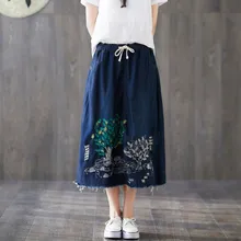 4xl 3xl плюс размер весна лето Модная женская юбка Ретро Высокая талия плиссированная юбка миди Джинсовая Юбка Saia Femininas