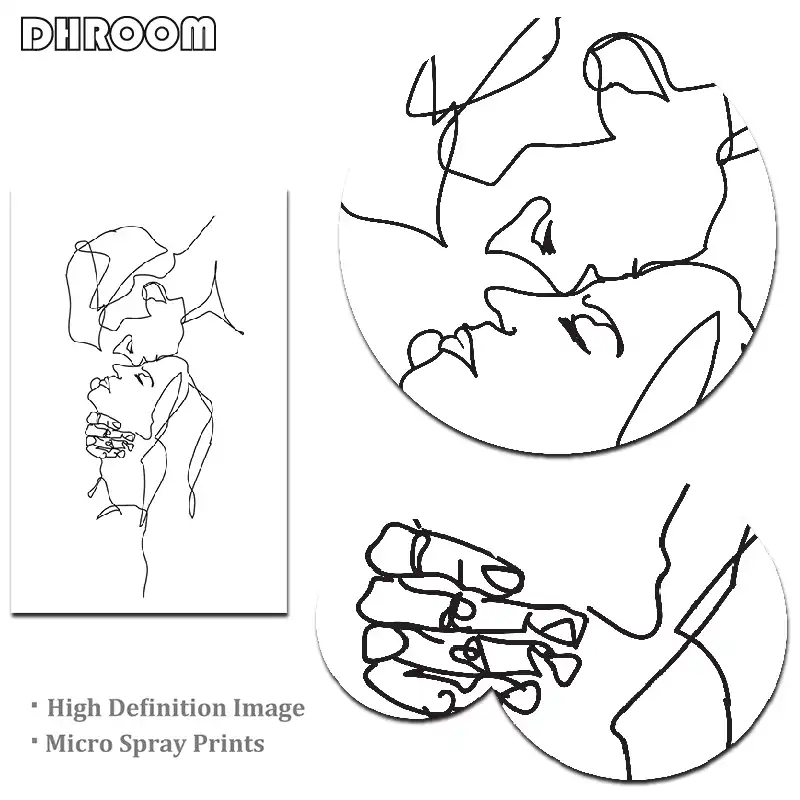 Minimalistyczny Calowanie Wall Art Para Pocalunek Plakat Drukuje