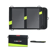 14W Solar Charger 5V 3A Dual USB Solar Panel Foldable Waterproof Power Bank for Smartphone