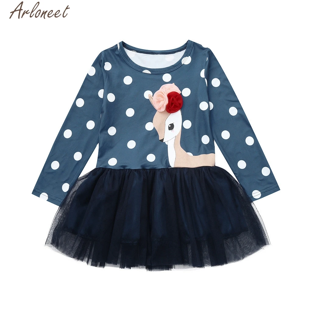 

ARLONEET Toddler Kids Baby Girl Dresses Cartoon Flower Deer dress girl kids dresses for girls 4 to 5 princess costume