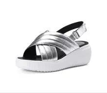 

Women Sandals Summer Fish Mouth Platform Sandals Mujer Leather Waterproof Platform High-heeled Platform Wedge Sandals Female