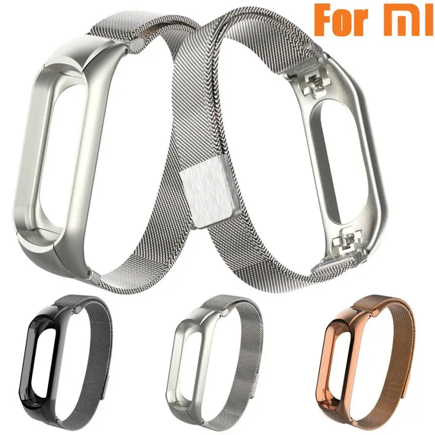 Браслет на запястье для Xiaomi Mi Band 3 из нержавеющей стали Миланская Магнитная Петля