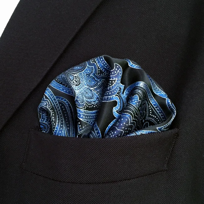 CH23 цвет синий, черный; большие размеры Пейсли Шелковый мужской, карманный, квадратный, Модный классический платок платье Acceossories сатин