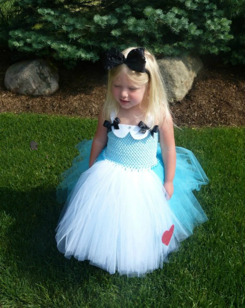 Шикарное платье-пачка для детей с изображением Алисы в стране чудес Карнавальный костюм для детей, платья принцессы Алиса в стране чудес для малышей