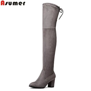 

Asumer Faux Suede Slim Boots women Sexy over the knee high heels snow boots women's fashion winter thigh high boots shoes woman