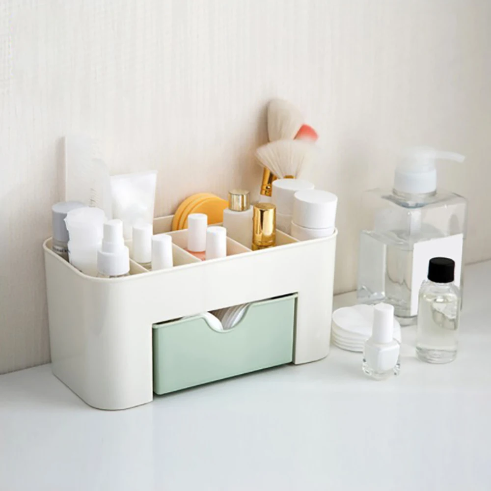 

Small portable Makeup Organizer Cosmetics Storage Container Drawer Office Desktop dresser bathroom Sundries Jewelry Storage Box