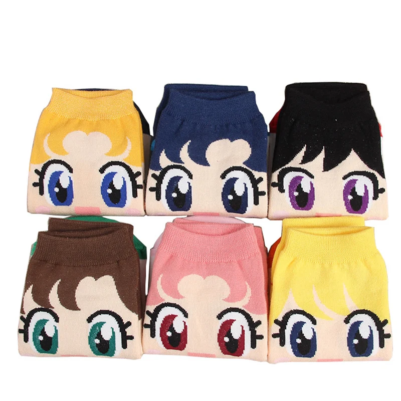 Sailor Moon Mercury Mars Jupiter Venus Cute Cartoon Socks Spring Summer Casual Women's Fashion Cotton Sneaker Socks