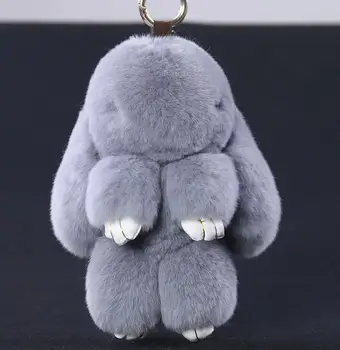 

Halloween Rabbit Keychain Plush Bunny Rex Rabbit Fur Toy Pom Mao Mengmeng Key Chain For Keys Bag Car Key Ring Jewelry Gift 18CM