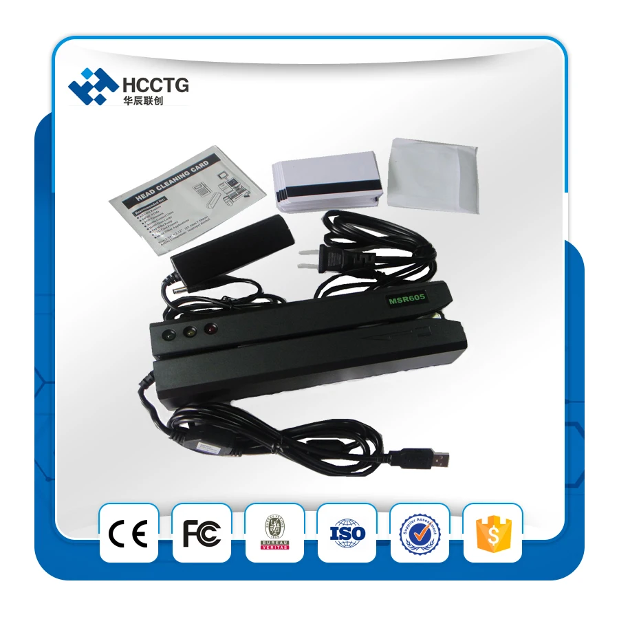 

HCC605 with Free SDK Test Card Magnetic Head POS Magnetic Stripe Card Reader MSR Triple Tracks Reader/Writer Bank Card Writer