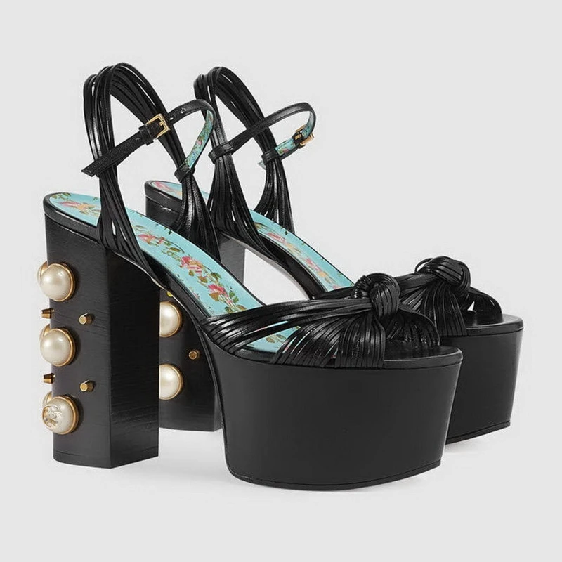 ENMAYER/модные женские туфли-лодочки на жемчужные женские ботильоны на платформе; Летняя обувь на высоком каблуке, с пряжкой и ремешком, с открытым носком, на высоком каблуке, зимняя женская обувь плюс размеры 34–42 CR31