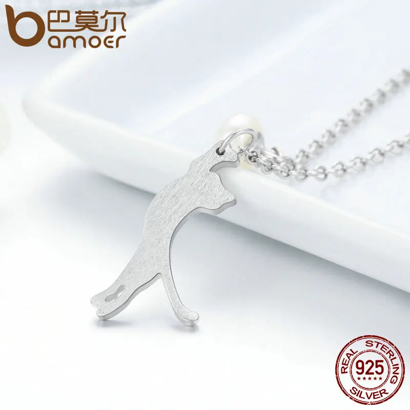 Женское ожерелье из серебра 100% пробы с котенком|fashion jewelry|jewelry fashionsilver jewelry |