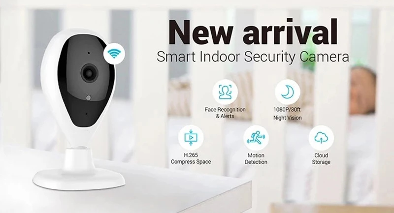 2MP 1080 P умный дом безопасности Крытый P2P распознавание лица беспроводной WiFi CCTV IP камера с облачным пультом дистанционного управления двухстороннее аудио