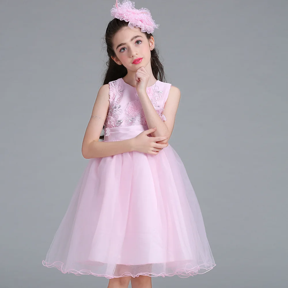 Summer Bridesmaid Lace Dresses For Children Flower Girl Wedding Dress