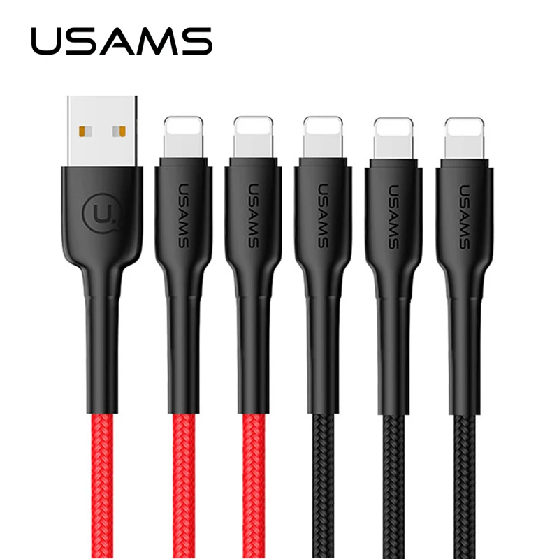 5 قطعة/الكثير كابل يو اس بي ل iphone 6 كابل ، USAMS بيانات الشحن ل كابل iphone 5 V/2A الهاتف المحمول كابل ل iOS 12 11 10 9 8