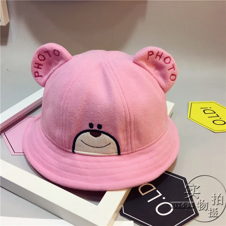2018 Autumn And Winter Cute Little Bear Smiley Face Baby Fisherman Hat Boys And Girls Basin Cap ACC07 (7)