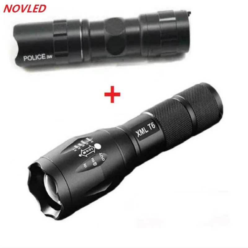 Beste Promotie Set! Hot Koop LED Zaklamp XML T6 Tactische zaklamp + Q5 Mini Fakkel Lanterna Zoomable Waterdichte Zaklamp Fiets