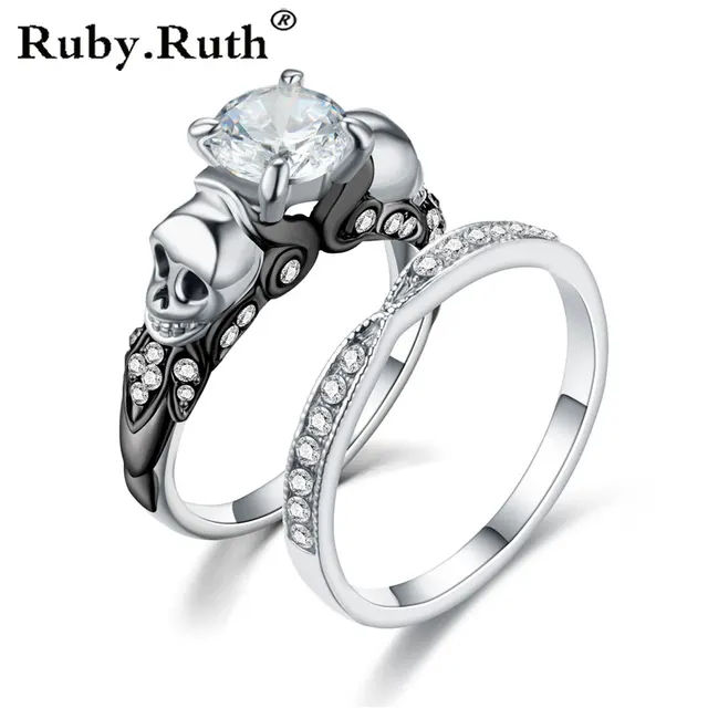 Black Skull Ring Women S Punk Wedding Jewelry In Bands Black Skull Ring Women S Punk Wedding Jewelry
