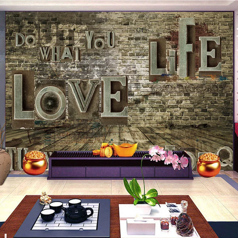 buy Custom 3D Stereoscopic Photo Mural Wallpaper Retro Brick Pile Wall Living Room Sofa Backdrop Mural Wall Paper Home Improvement