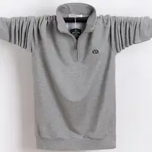 С длинным рукавом рубашки поло для мужчин стенд однотонный воротник хлопок половина на молнии Tace& Shark бренд Для мужчин рубашка поло из чистого хлопка евро Размеры 4XL 5XL 6XL рубашка