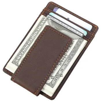 

TIDING Brand New Real leather men women money clip wallet card slim purse 9204FSR