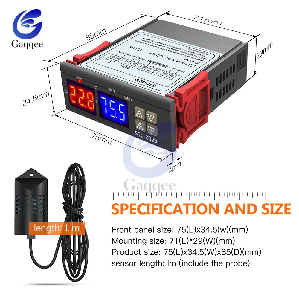 STC-3028 цифровой регулятор температуры и влажности термометр гигрометр инкубатор осушитель термостат метр AC220V DC12V 24V