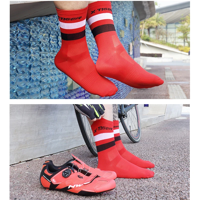 X-TIGER 4 пар/лот профессиональные велосипедные носки дорожные велосипедные носки уличные гоночные велосипедные Компрессионные спортивные носки для мужчин и женщин