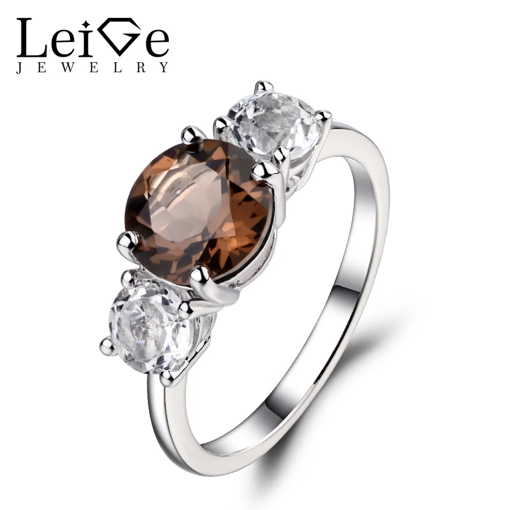 Leige Jewelry Three Stone Ring Natural Smoky Quartz Rings Round Cut Gemstone Wedding Engagement Jewelry Sterling Silver 925
Leige Jewelry Three Stone Ring Natural Smoky Quartz Rings Round Cut Gemstone Wedding Engagement Jewelry Sterling Silver 925