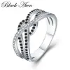 Trendy 2.6g 925 Sterling Silver Fine Jewelry Bague Black Spinel Engagement Rings for Women Girl Party Gift Bijoux C448 ► Photo 2/6