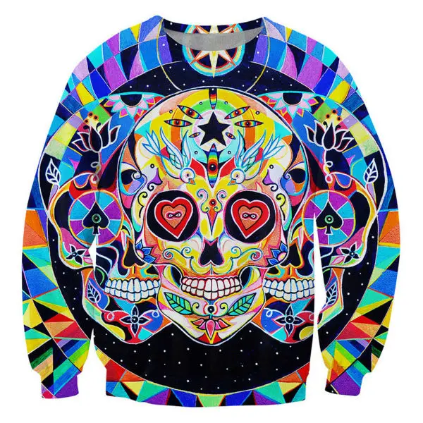 

New Fashion Men's Sweatshirt Psychedelic Radiant Skulls 3D Print Religion Indian Style Crewneck Hoodie Pullover Casual Outerwear