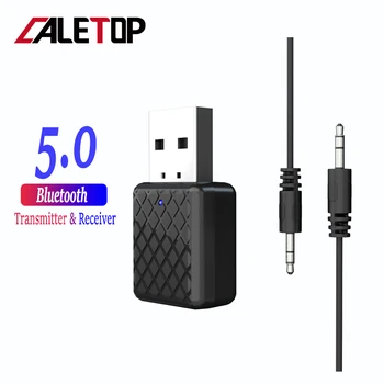 

CALETOP Bluetooth 5.0 Adapter Bluetooth Transmitter Receiver 3.5mm Stereo Audio Sound Music Dongle For TV PC Headphones Speakers