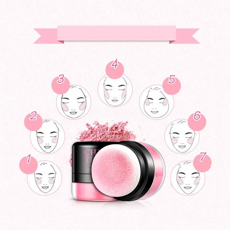 1Pc Natural Blush Cheek Face Blusher Texture Baked Blush Face Base 3 Colors Mineral Blusher Air Cushion Blush Makeup
