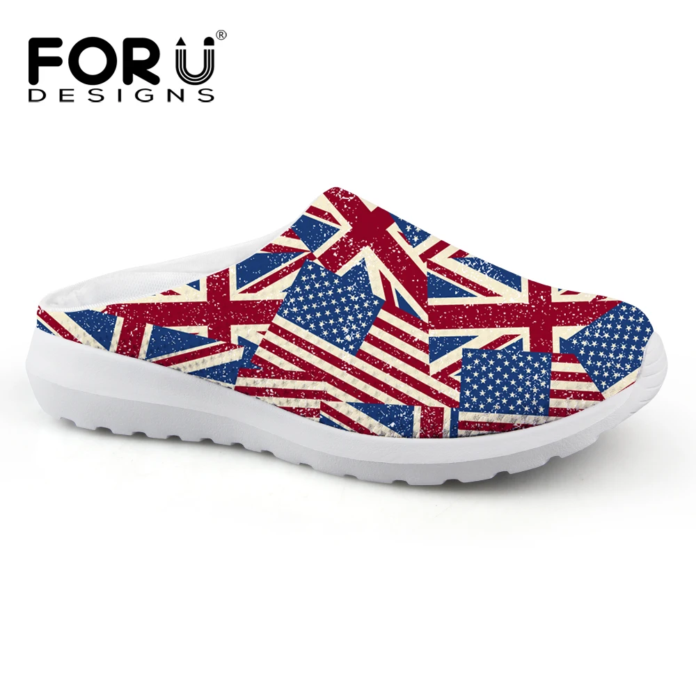 2016 New Novelty Summer Clogs Sandals font b Women b font Mesh Sandalia UK USA Flag