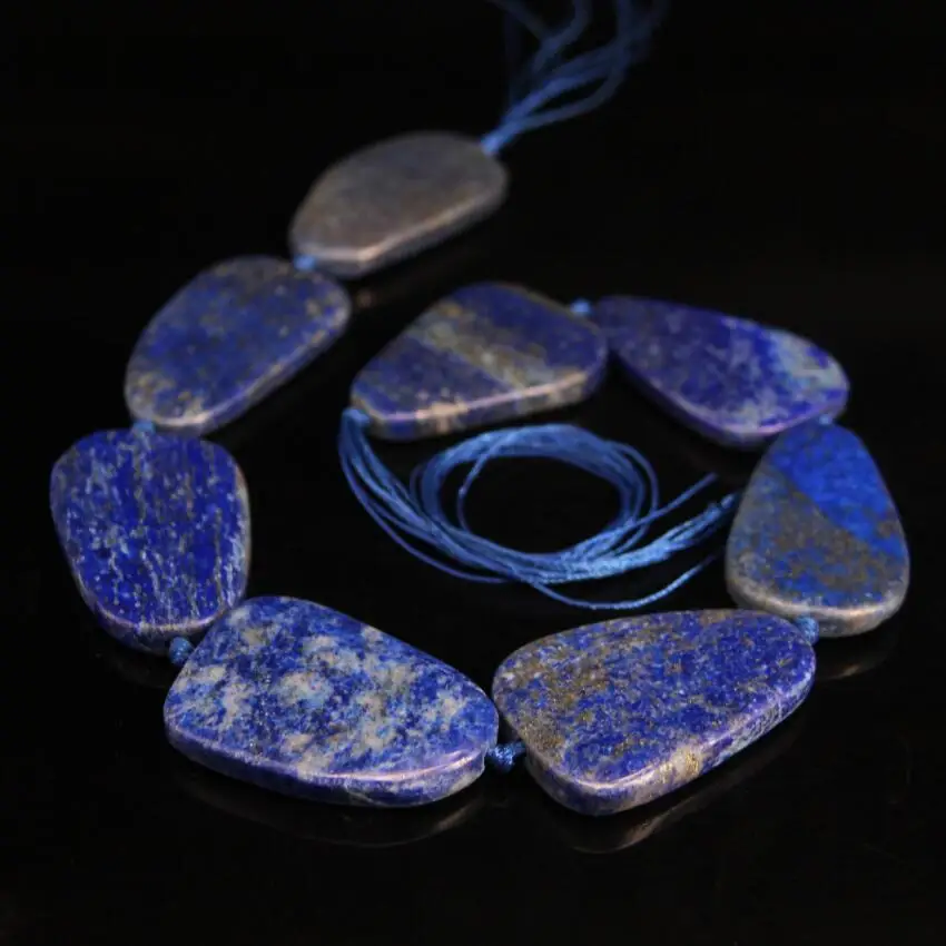 

15.5"/strand Large Size Lapis Lazuli Freeform Slab Loose Beads,Natural Blue Stone Slice Nugget Pendants Jewelry Making Supplier