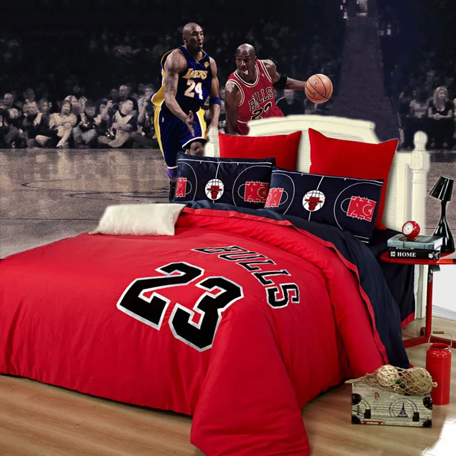 Sport basket - ball ensembles de literie bleu rouge chicago bulls # 23 Michael Jordan linge de lit couvre-lit barcelone Sport basket - ball ensembles de literie bleu rouge chicago bulls # 23 Michael Jordan linge de lit couvre-lit barcelone