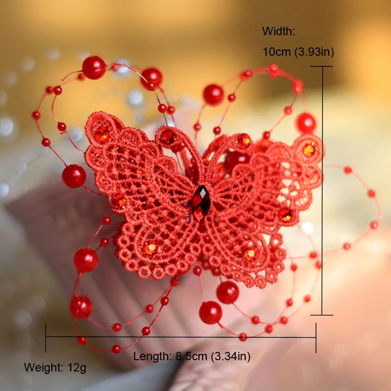 Классические заколки для волос с красными и белыми бабочками; свадебные аксессуары для волос принцессы; модные заколки для волос для девочек; ювелирные украшения для волос с цветами для девочек