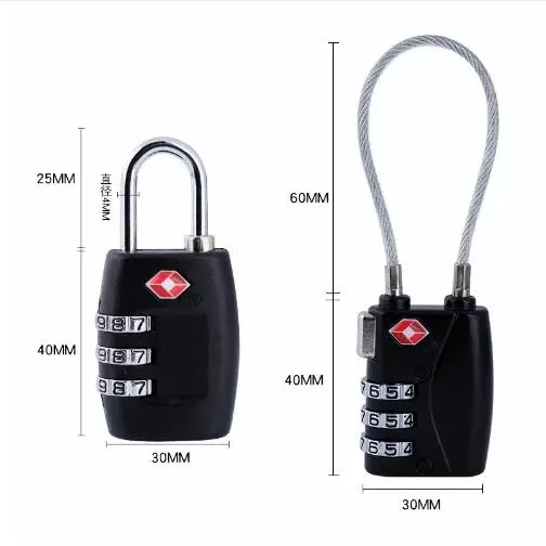 

TSA Resettable 3 Digit Combination Lock Travel Luggage Suitcase Code Padlock Metal customs lock