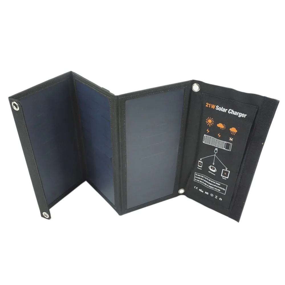 

Outdoor Solar Charger Panel Dual USB Port Folding Compact Waterproof Smartphone Charging Emergency Bag for Android Apple 21W