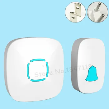 

2017 New White EU/US Plug Waterproof Doorbell Wireless Home Smart 36 Melody Led Door Bell With 1 Push Ring Doorbells Button