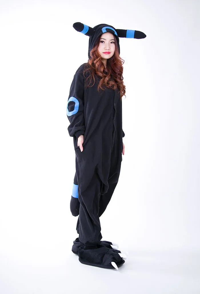 Кигуруми для взрослых Umbreon onesies аниме покемон косплей костюм зимнее ночное белье пижамы домашний комбинезон для женщин и мужчин толстовки