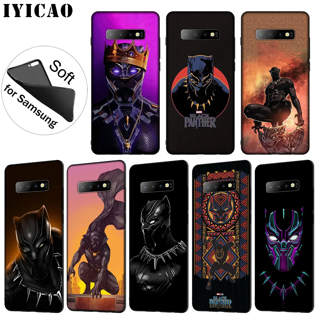 

IYICAO Avengers Marvel The Black Panther Soft Silicone Phone Case for Samsung Galaxy S10 S9 S8 Plus S6 S7 Edge S10e E Cover