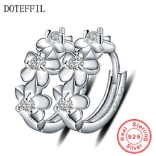 Подлинные 925 пробы серебряные ювелирные изделия Три серьги-кольца цветок для женщин девушки горячая распродажа