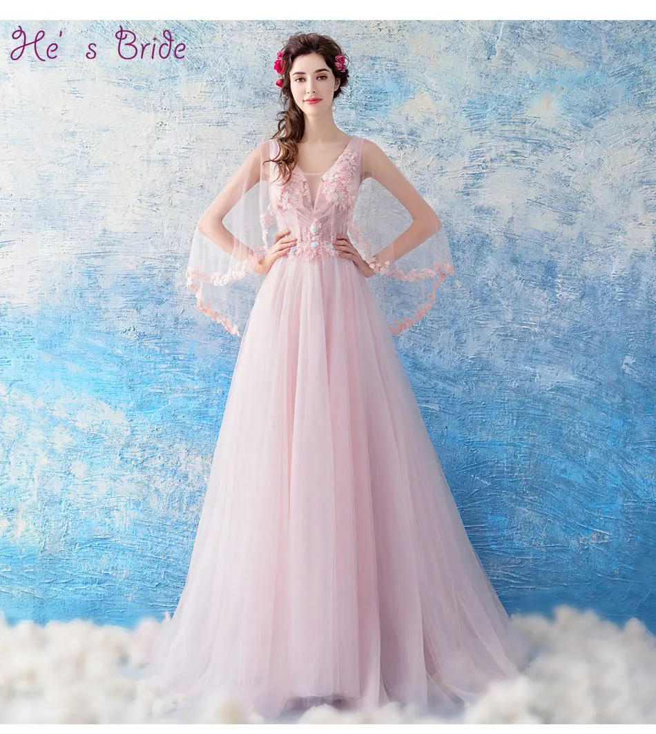 He's Bride Shawl Lace Up Back Floor-Length Sweep Train Evening Dresses Custom Party Gown Formal Dress Robe De Soiree | Свадьбы и