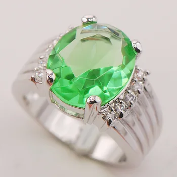 

Peridot White Crystal Zircon Women 925 Sterling Silver Ring F751 Size 6 7 8 9 10
